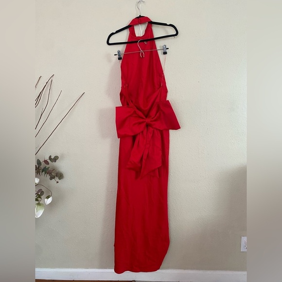 HOUSE OF CB 'Ilaria' Red Bow Halter Maxi Dress NWOT size XS - Picture 5 of 11